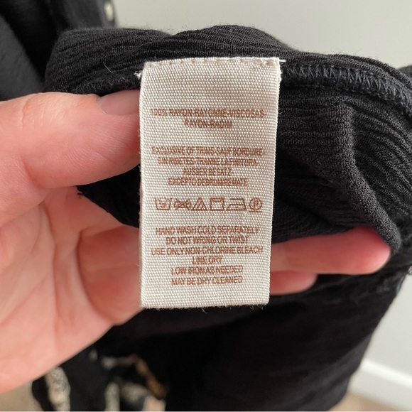 Free People Diamond Embroidered Smock Top Long Sleeve Whimsigoth Size Small - Picture 10 of 12